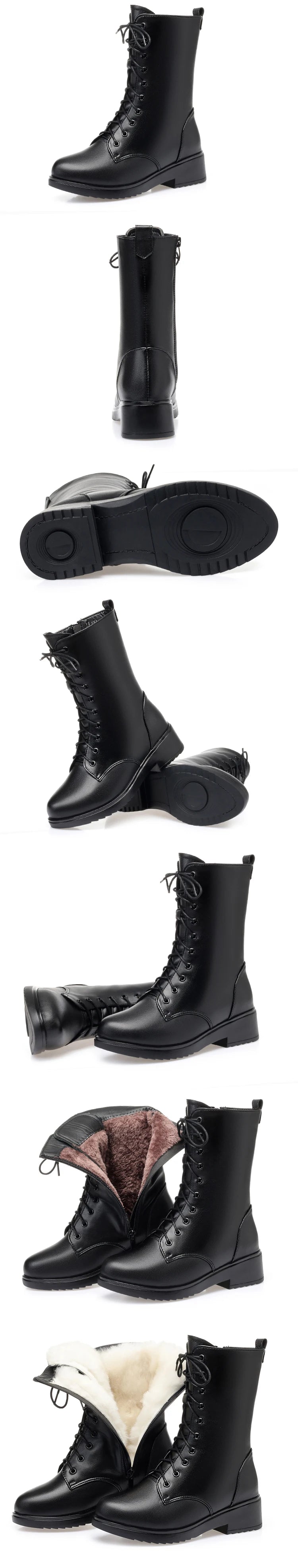 AIYUQI Women's Winter Shoes Genuine Leather Boots Women Large size 41 42 43 Casual Marton Boots Women  Snow Boots
