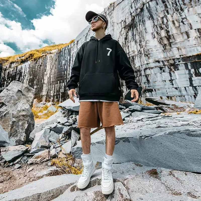 High Street Letter Print Pullover Hoodies für Männer Vorder taschen Baggy Casual Vintage Kapuzen pullover Fleece Y2k Hoody Kleidung