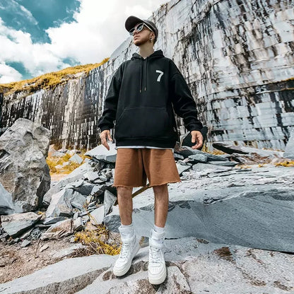 High Street Letter Print Pullover Hoodies für Männer Vorder taschen Baggy Casual Vintage Kapuzen pullover Fleece Y2k Hoody Kleidung