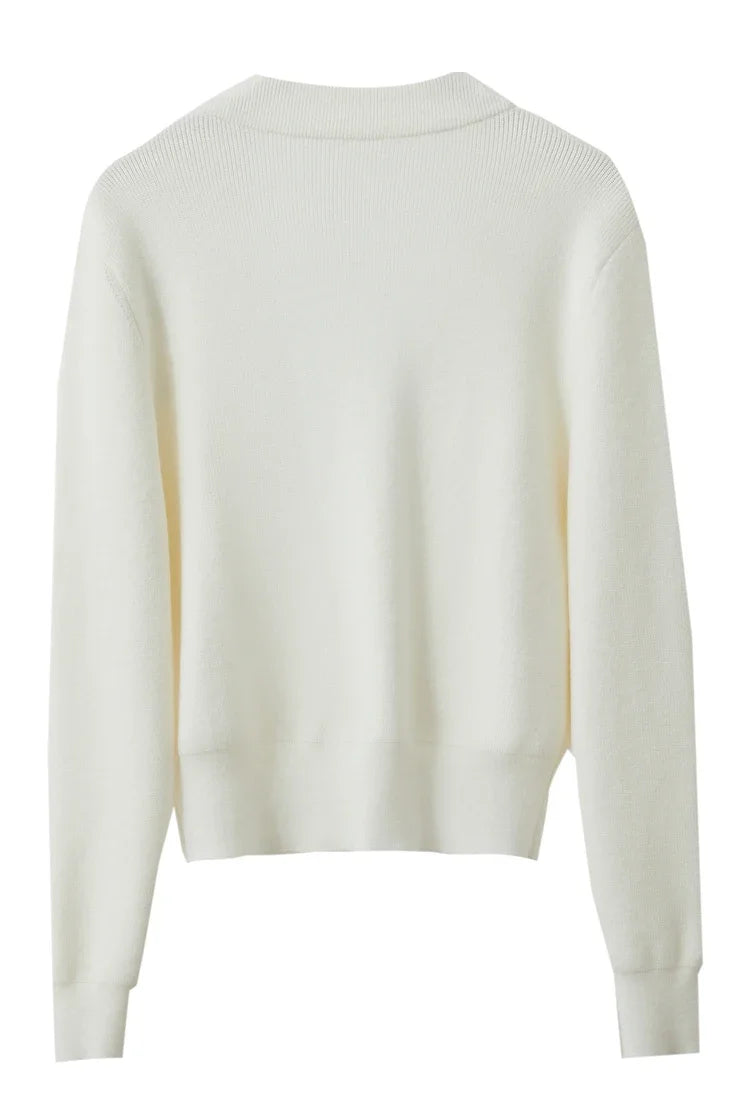Damen-Strickjacke V-Ausschnitt Stickerei locker Langarm Herbst