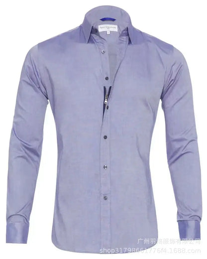 Herren Slim Fit Langarmshirt mit Vier-Wege-Stretch, bügelfrei und knitterarm in seidiger Optik – einfarbig.