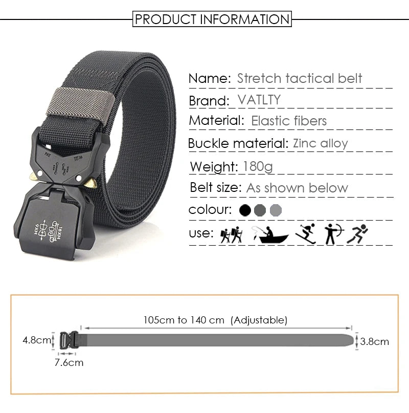 Unisex-Gürtel Schnellverschluss aus Nylon Elastisch 3,8 cm Breite Robuste Verarbeitung Alltagstauglich