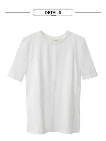 Damen T-Shirt aus mercerisierter Baumwolle mit kurzen Ärmeln im minimalistischen Stil
