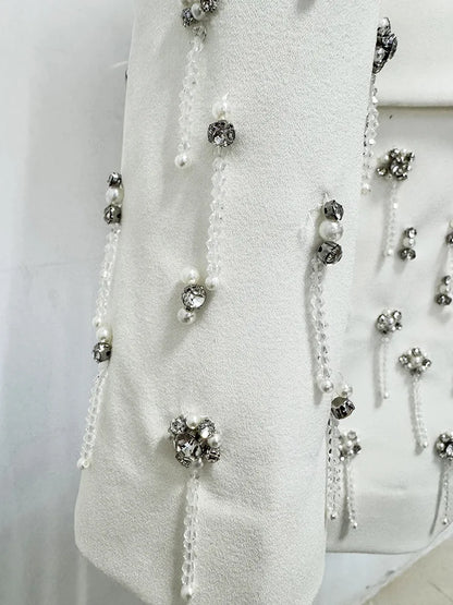 Damen-Blazer locker Perlen Diamanten Verzierung Runway Anzugjacke