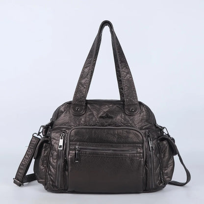 Damen-Satchel-Tasche Leopardenmuster, Top-Handle Innenfach mit Reißverschluss und viel Stauraum