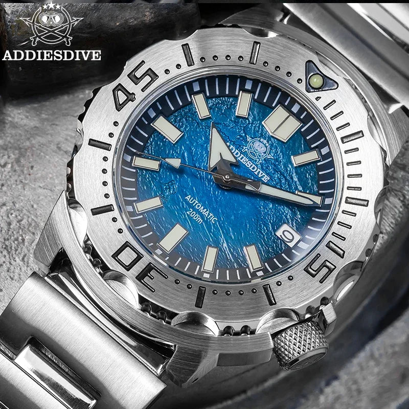Herren-Taucheruhr mit Surf-Blue-Zifferblatt und NH35-Automatikwerk