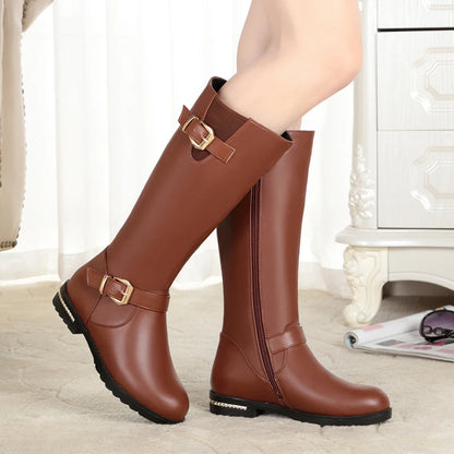AIYUQI High Boots Female Genuine Leather 2024 New Natural Wool Warm Women Winter Boots Large Size Female Rider Boots