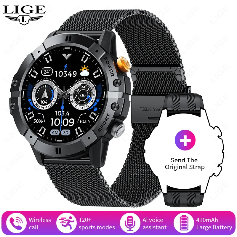 Herren Smartwatch mit 1,52 Zoll Display und wasserdichter Sportuhr-Funktion