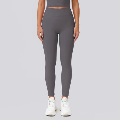 Yoga-Leggings Damen, enganliegend, grau, bis Knöchel, blickdicht