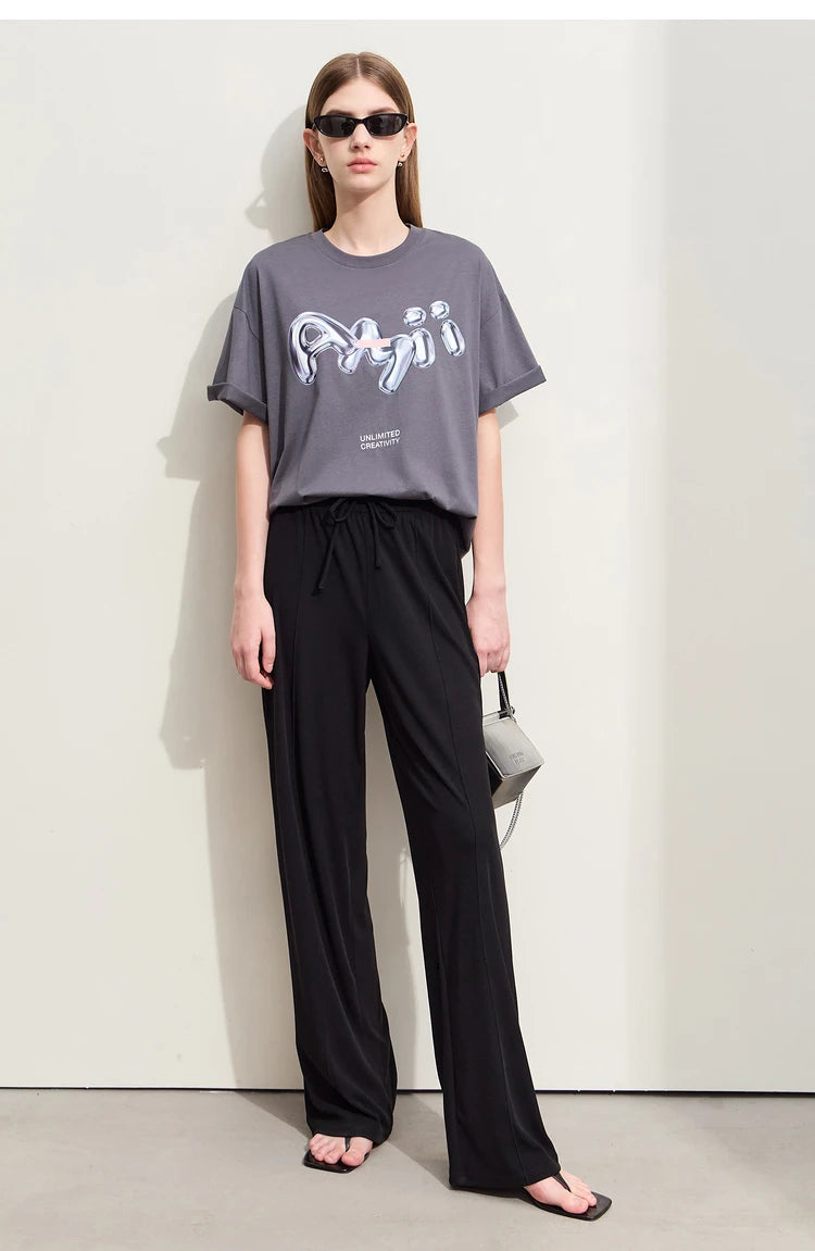 Damen T-Shirts im lässigen Stil mit O-Ausschnitt und modischem Druck