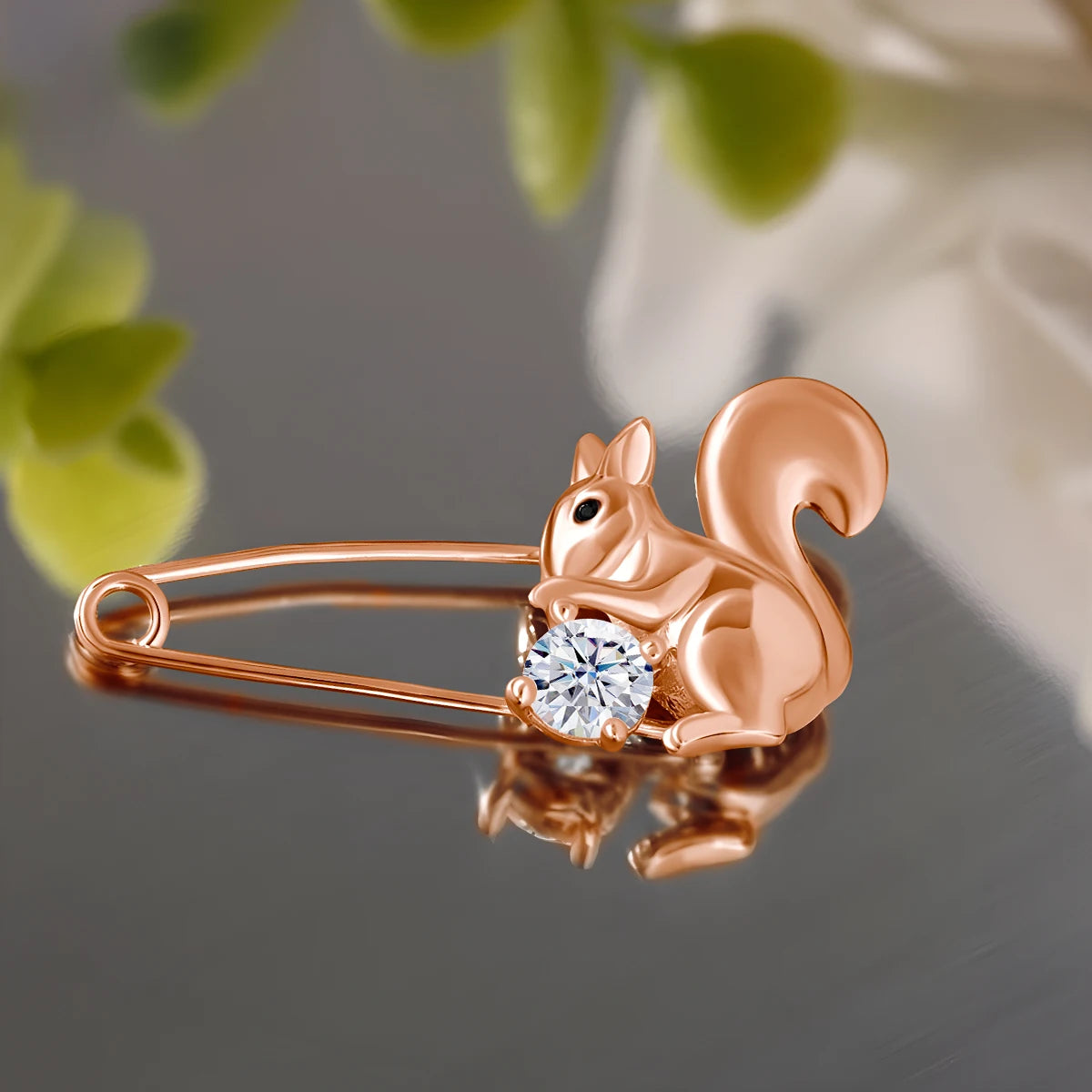 Brosche Eichhörnchen Moissanit Silber Luxus Designer Weihnachten Damen