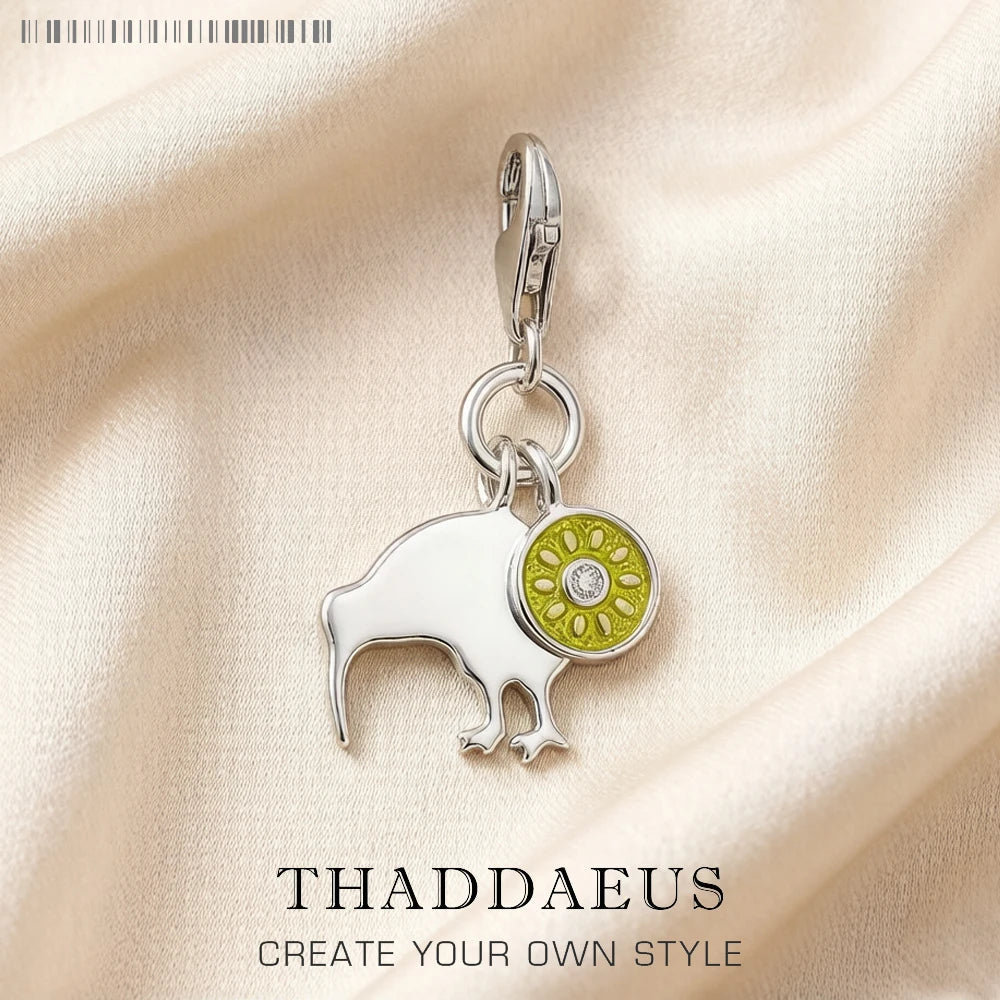 Damen-Charm-Anhänger Kiwi und Vogel süß II aus Sterlingsilber