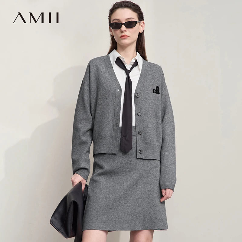 Damen-Strickjacke V-Ausschnitt Raglan einreihig locker vielseitig Herbst