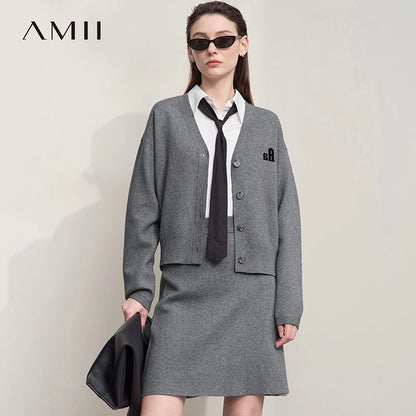 Damen-Strickjacke V-Ausschnitt Raglan einreihig locker vielseitig Herbst