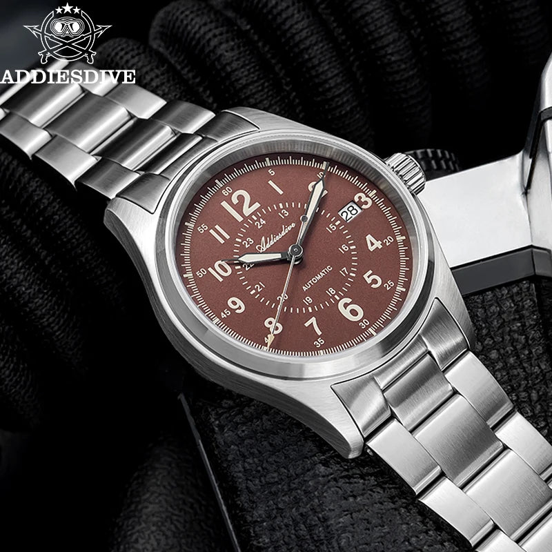 Herren-Vintage-Automatikuhr mit NH35A-Werk und Saphirglas
