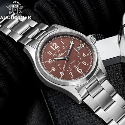 Herren-Vintage-Automatikuhr mit NH35A-Werk und Saphirglas