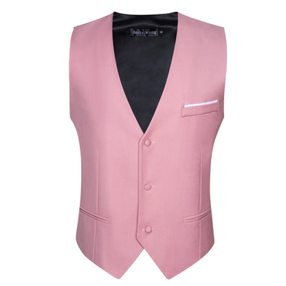 Samtige rosa Barry Wang Satin-Weste mit V-Ausschnitt und Knopfleiste