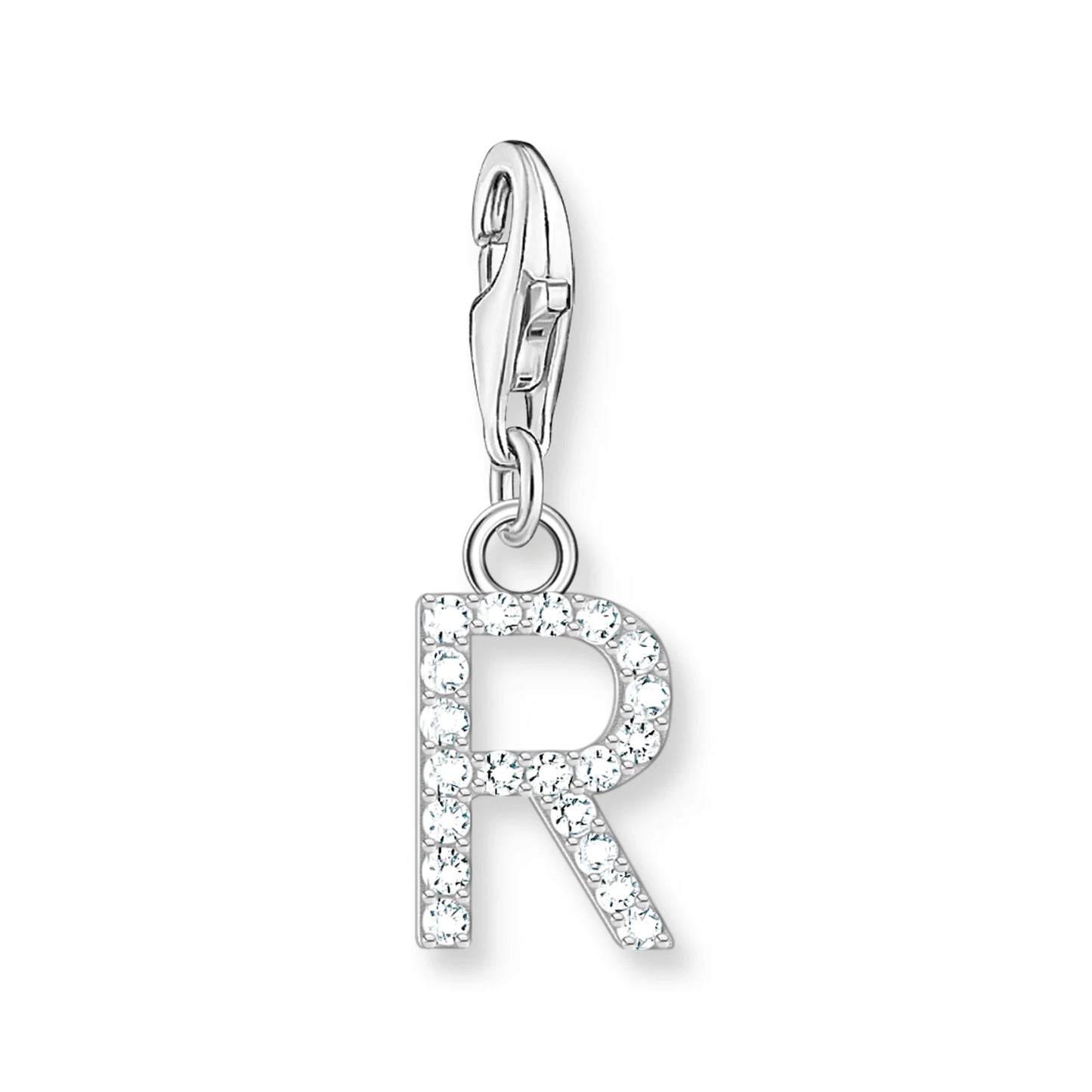 Damen-Charm-Anhänger Buchstaben weißer Stein klassisch aus Sterlingsilber