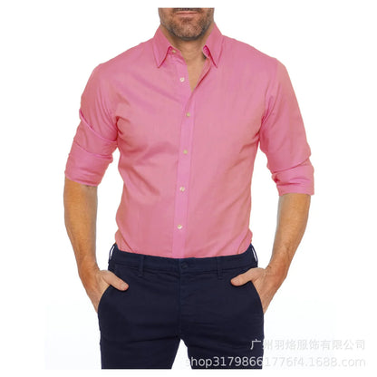 Herren Slim Fit Langarmshirt mit Vier-Wege-Stretch, bügelfrei und knitterarm in seidiger Optik – einfarbig.