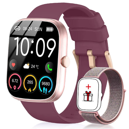 LIGE AI Sprachassistent Smart Watch für Männer Frauen 1,96" HD Touchscreen Fitness Tracker Drahtloser Anruf IP68 Wasserdichte Smartwatch