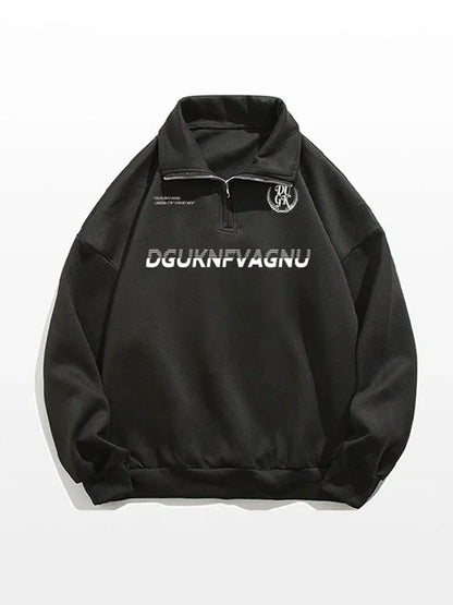 2025, neue Herren-Sweatshirts mit Buchstaben-Aufdruck, halber Reißverschluss, Vintage-Pullover mit Polo-Ausschnitt, Hoodies, Y2K-Streetwear, langärmelig, Sudaredaras