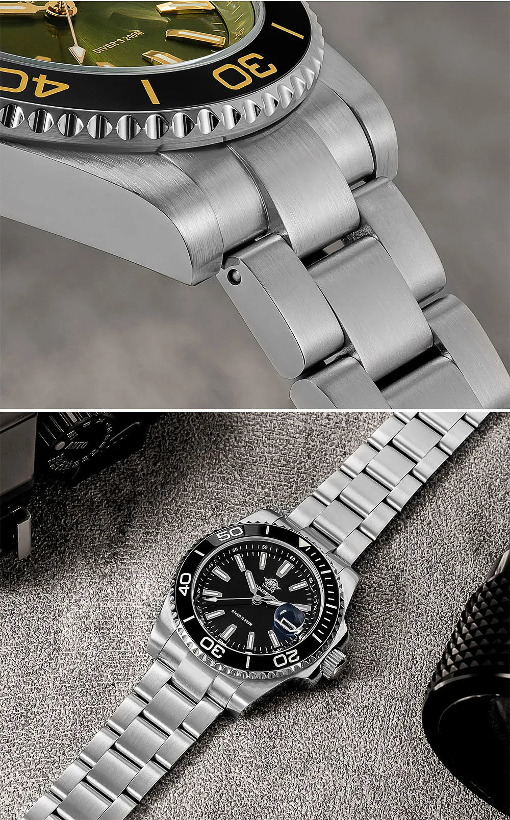 Herren-Sportuhr 41 mm aus 316L-Edelstahl mit 20 Bar