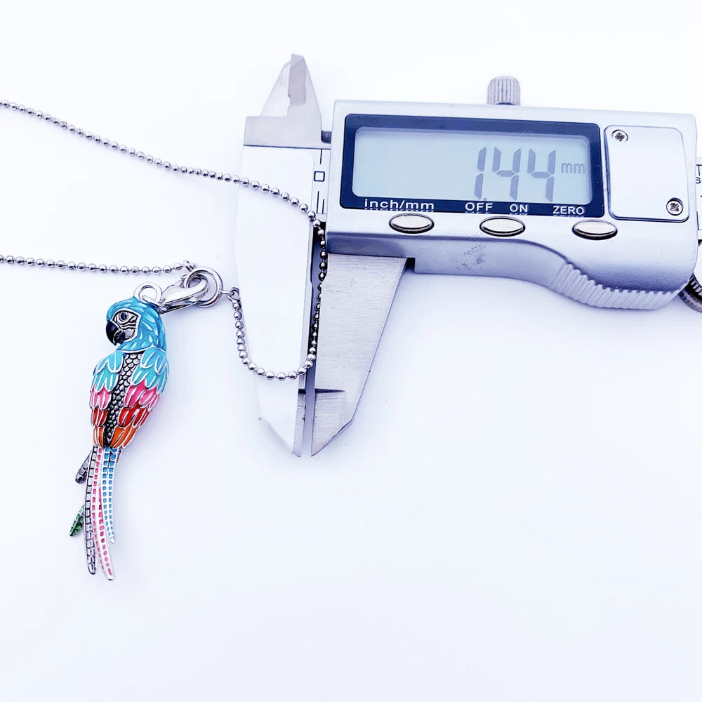 Damen-Halskette Charm-Kette Papagei Frühling aus Sterlingsilber