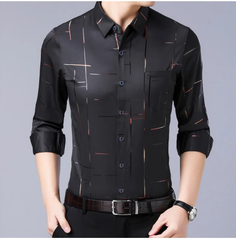 Langarm- und Kurzarm-Herrenhemd in Schwarz und Weiß – Slim Fit Business- und Bürohemd in Unifarben