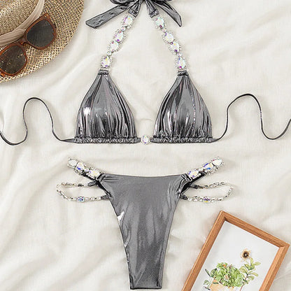 Sexy Bikini-Set in Pink mit Push-up für Damen – ideal für Strand und Pool