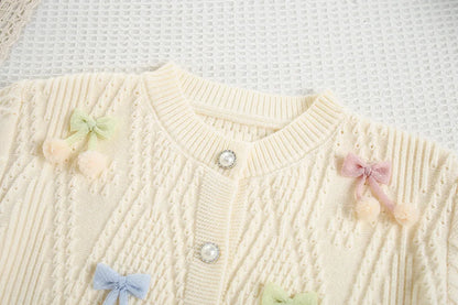Mädchen Strickjacke in Candy-Farbe mit Bogen für den Herbst