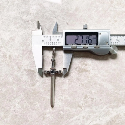 Damen-Charm-Anhänger Schwert Krone Ritter Schutz aus Sterlingsilber