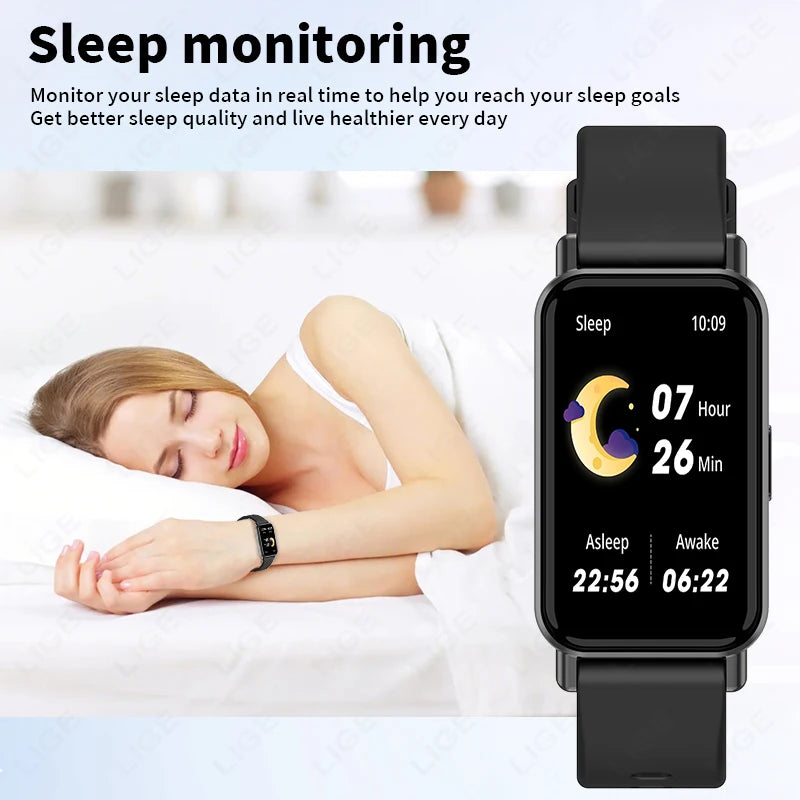 LIGE 2025 Neue Smartwatch, 1,45 Zoll, Herzfrequenz, Blutsauerstoff, Schlafüberwachung, Musiksteuerung, Sport, wasserdicht, für Männer und Frauen, Smartwatch