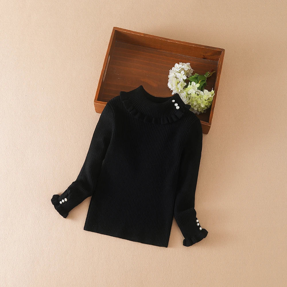 Mädchen Pullover 2024 Neue Winter Kinder Kleidung Kinder Tops Warme Strickwaren Kinder Pullover Baby Mädchen Rollkragen Pullover