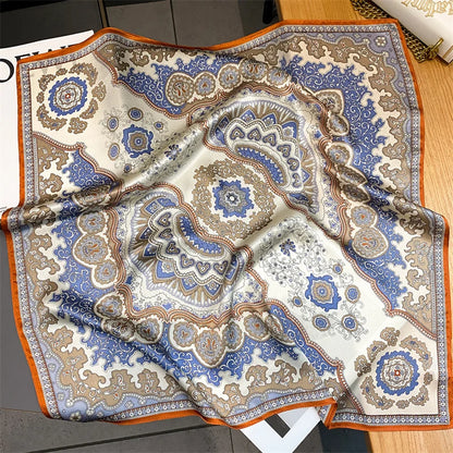 Damen Seidenschal quadratisch 70cm Halstuch Bandana Hijab Pashmina I