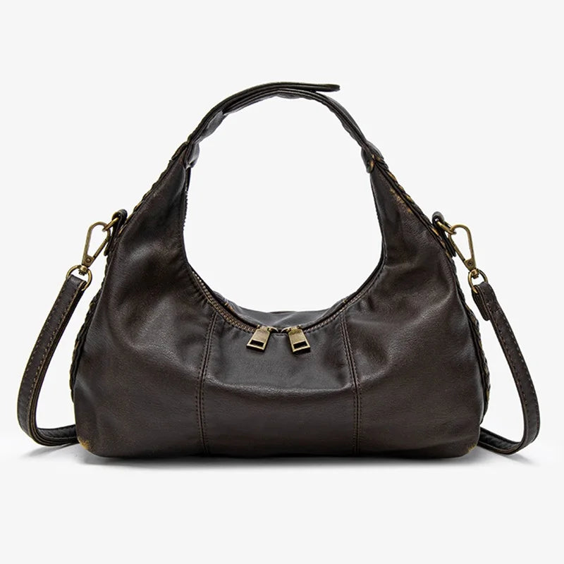 Damen-Hobo-Tasche Aus Weichem Kunstleder Mit Abnehmbarem Schulterriemen Schwarz Alltagstauglich