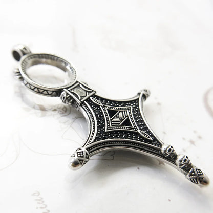 Damen-Charm-Anhänger Kreuz und Krone majestätisch II aus Sterlingsilber