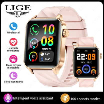 LIGE Für Android IOS Neue 1,85 "Smart Uhr Männer Bluetooth Anruf Sport Smartwatch Frauen Herz Rate Blut Sauerstoff Monitor uhr 2025