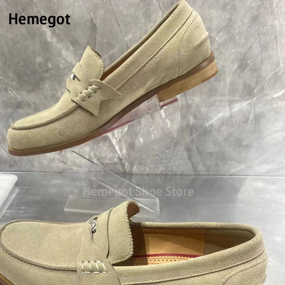 Black Suede Loafers Men's Spring Autumn British Style Shoes New Shoes Comfortable Slip-On Light Casual Shoes Large Size 40-48