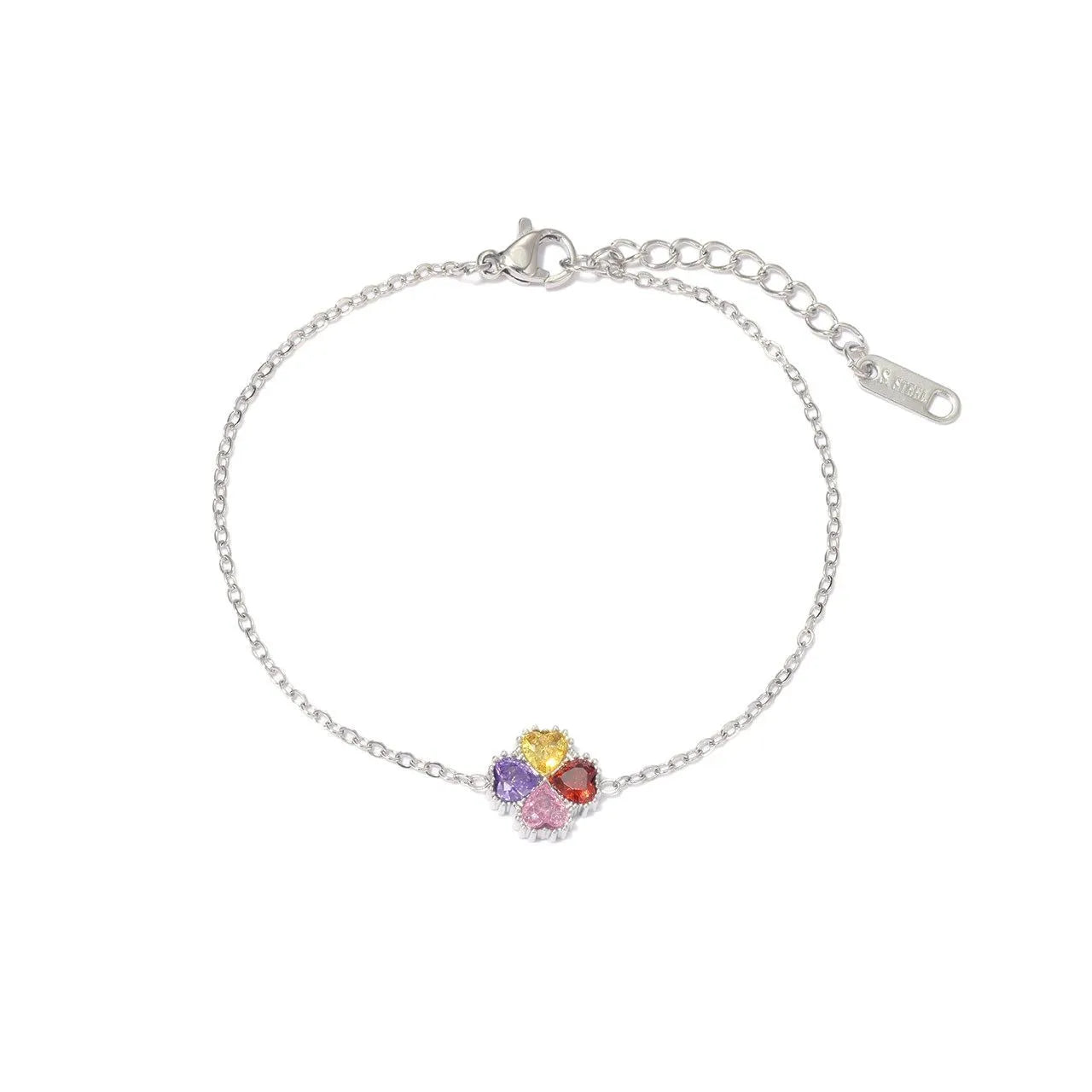 Damen-Armband mit bunten Zirkonia-Herzen