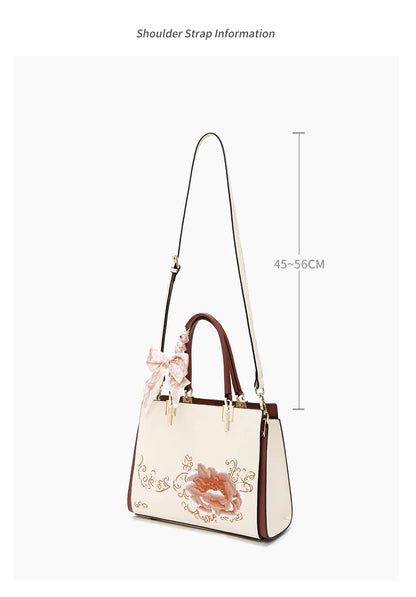 Damen Tasche Aus Splitleder Mit Reißverschluss Im Chinesischen Stil
