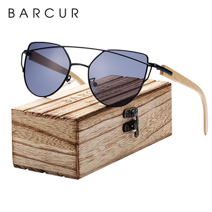 Damen-Sonnenbrille Holz Katzenauge polarisiert Luxus Geschenkbox