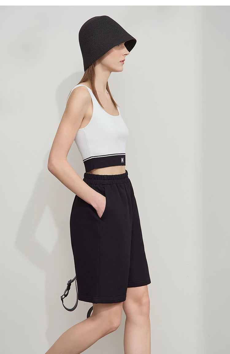 Damen Shorts aus leichtem Nylon-Baumwoll-Mix mit elastischer Taille und Taschen