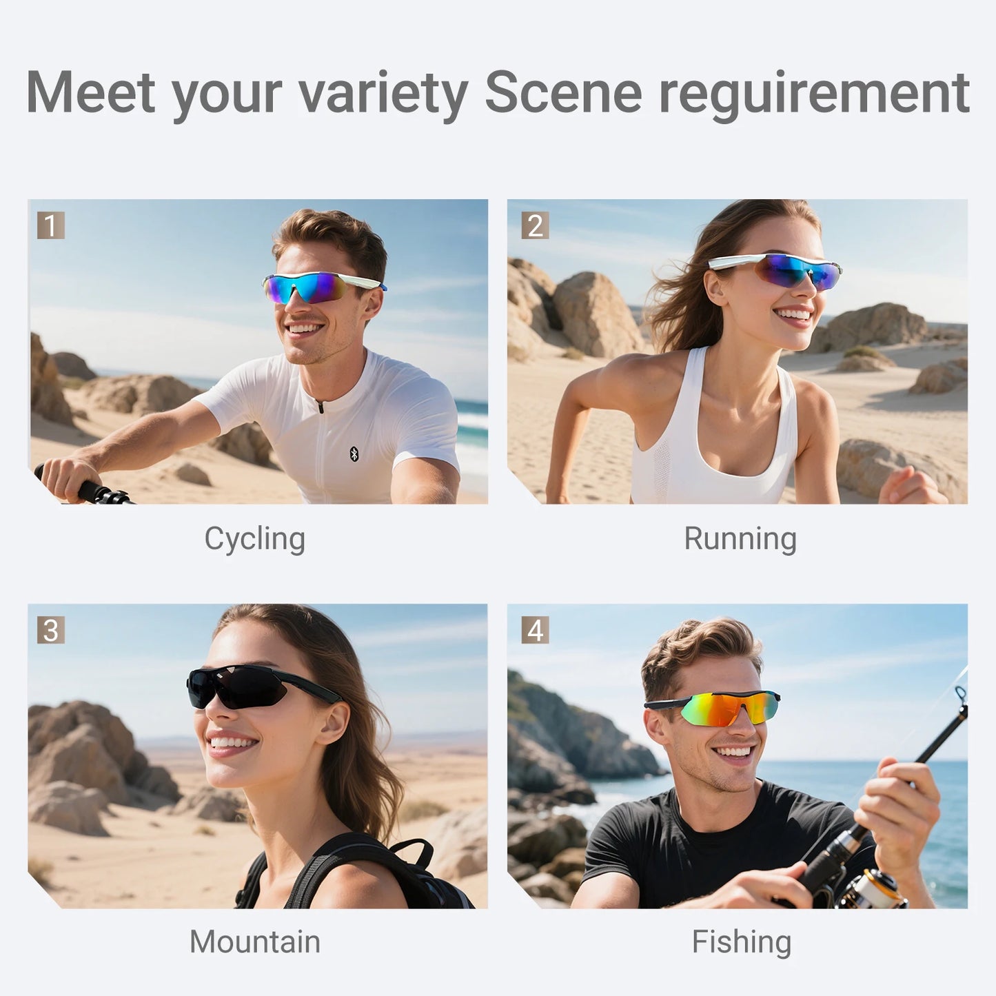 LIGE Smart Bluetooth 5.4 Brille zum Musikhören, Telefonanrufe, Radfahren, Sport, Kopfhörer, UV-Schutz, Sonnenbrille für Männer und Frauen