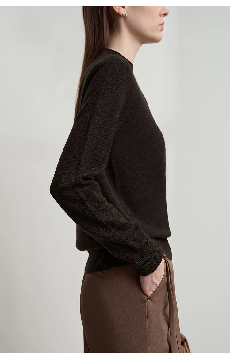 Damen-Rollkragenpullover Wolle-Kaschmir locker Herbst