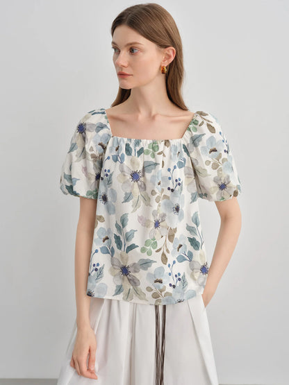 Lässiges Plus-Size Damen T-Shirt mit U-Ausschnitt und Rüschen, gestrickt im Fake-Zweiteiler-Look.