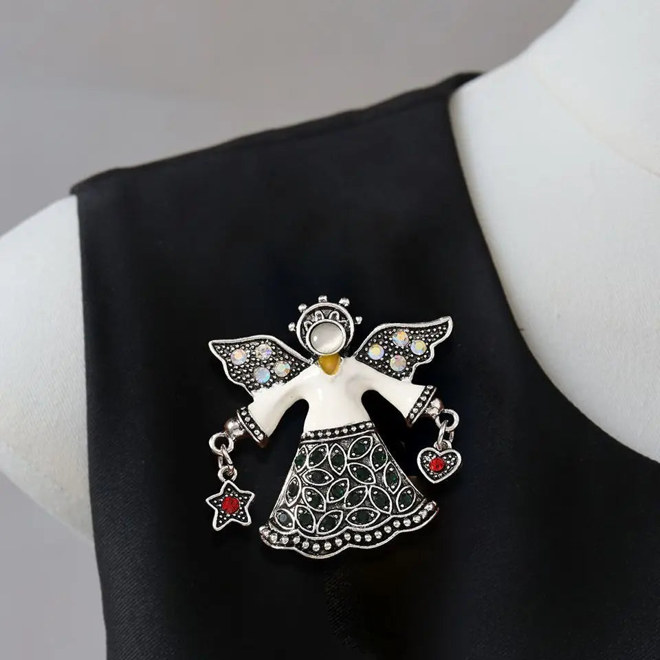 Brosche Engel Flügel Kristall Vintage Retro Unisex Abzeichen Accessoire