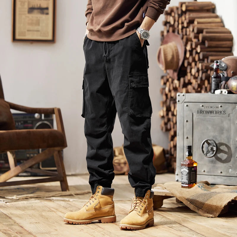 Herren Cargo Jogger Hose im lässigen Hip Hop Stil mit Taschen