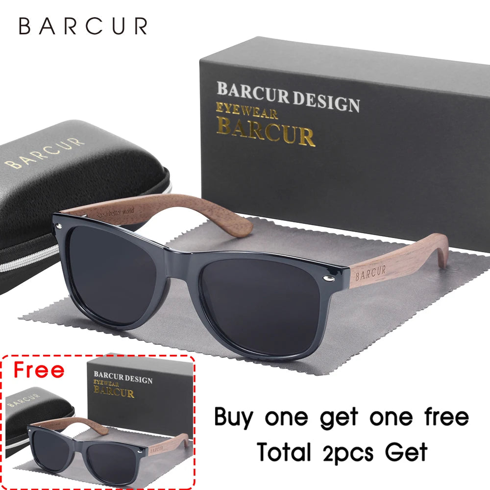 Sonnenbrille Naturholz Walnuss schwarz polarisiert UV400 Herren B