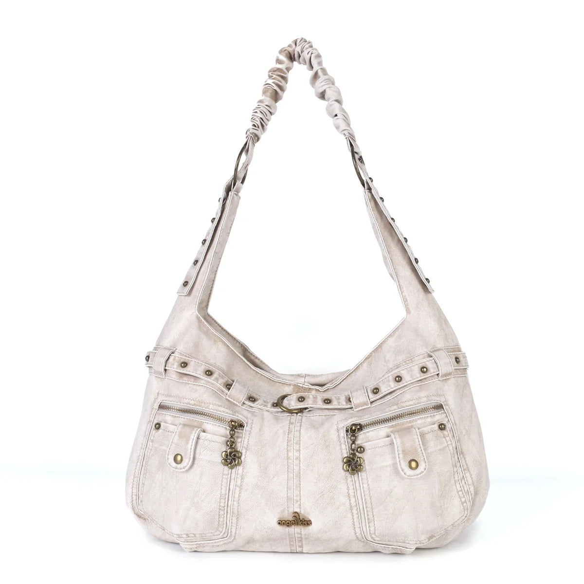 Damen-Handtasche mit Griff aus weichem Polyurethan im Vintage-Design und Mehrfachfächern für Alltag und Abend