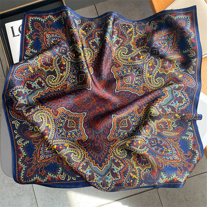 Damen Seidenschal Blumenprint quadratisch Halstuch Hijab Bandana Frühling